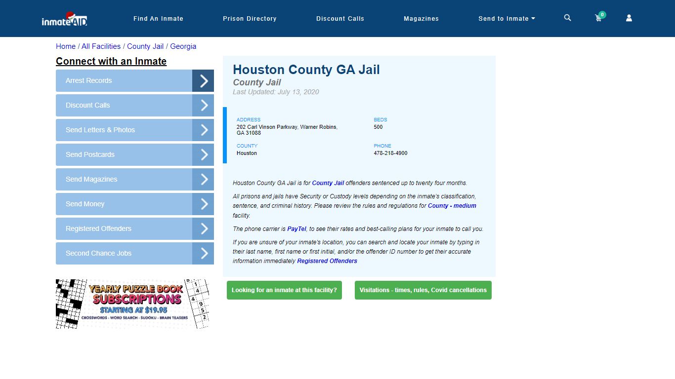 Houston County GA Jail - Inmate Locator - Warner Robins, GA
